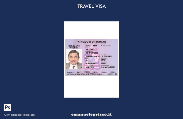 modello di visto per Hawaii in stile verificato